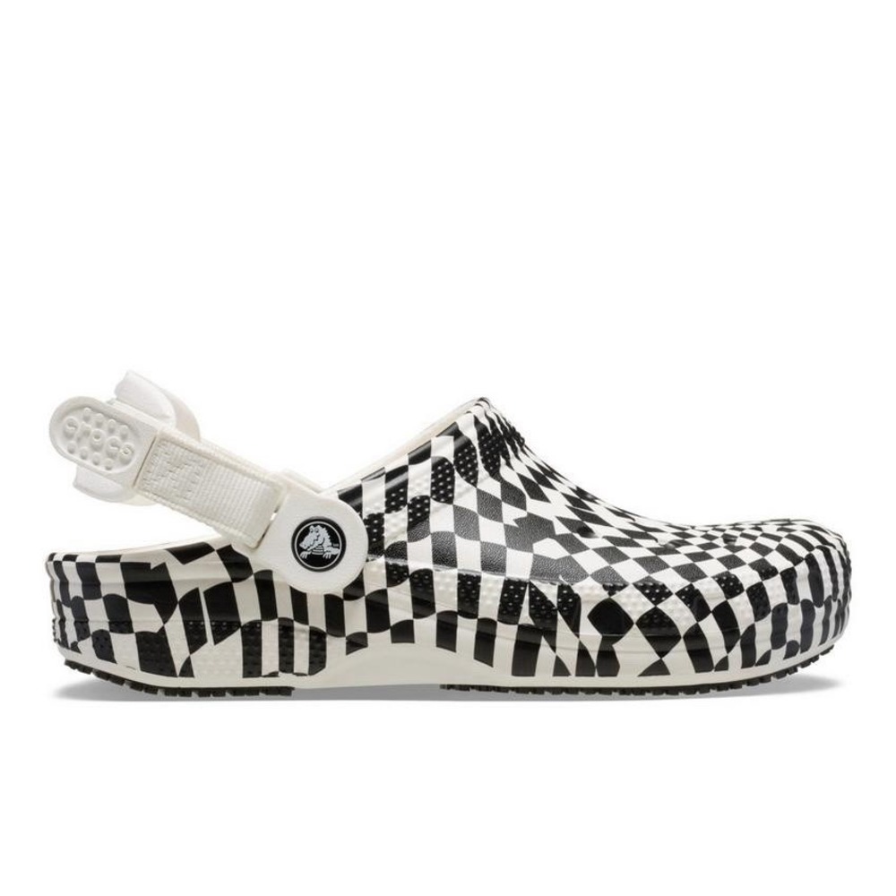 Crocs Classic Work Checkered Graphic Clog Slip Resistant Black White M10 W12